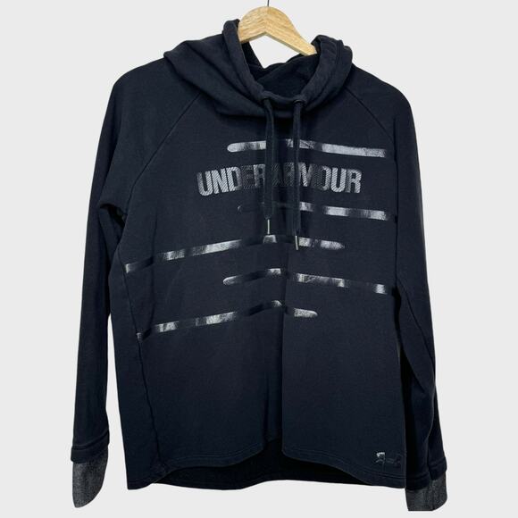 Under Armour Threadborne Hoodie I Medium I Black Fleece Loose Sweatshirt Sporty - Picture 2 of 6